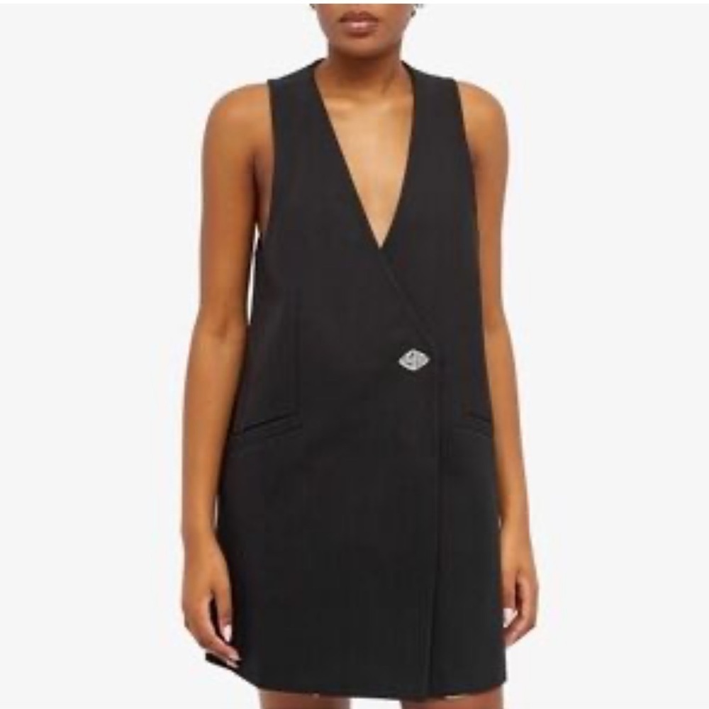 Ganni Black Sleeveless Wrap Vest Style Mini Dress Size 32(0/XS)